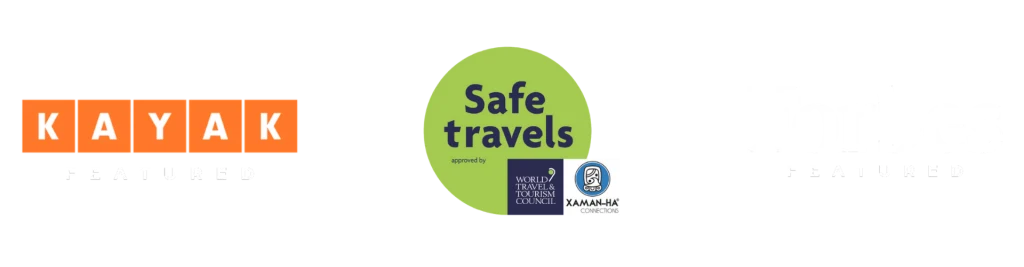 Logos of TripAdvisor, Kayak Guide, and Forbes representing trusted travel reviews, curated tour expertise, and prestigious travel recognition respectively.