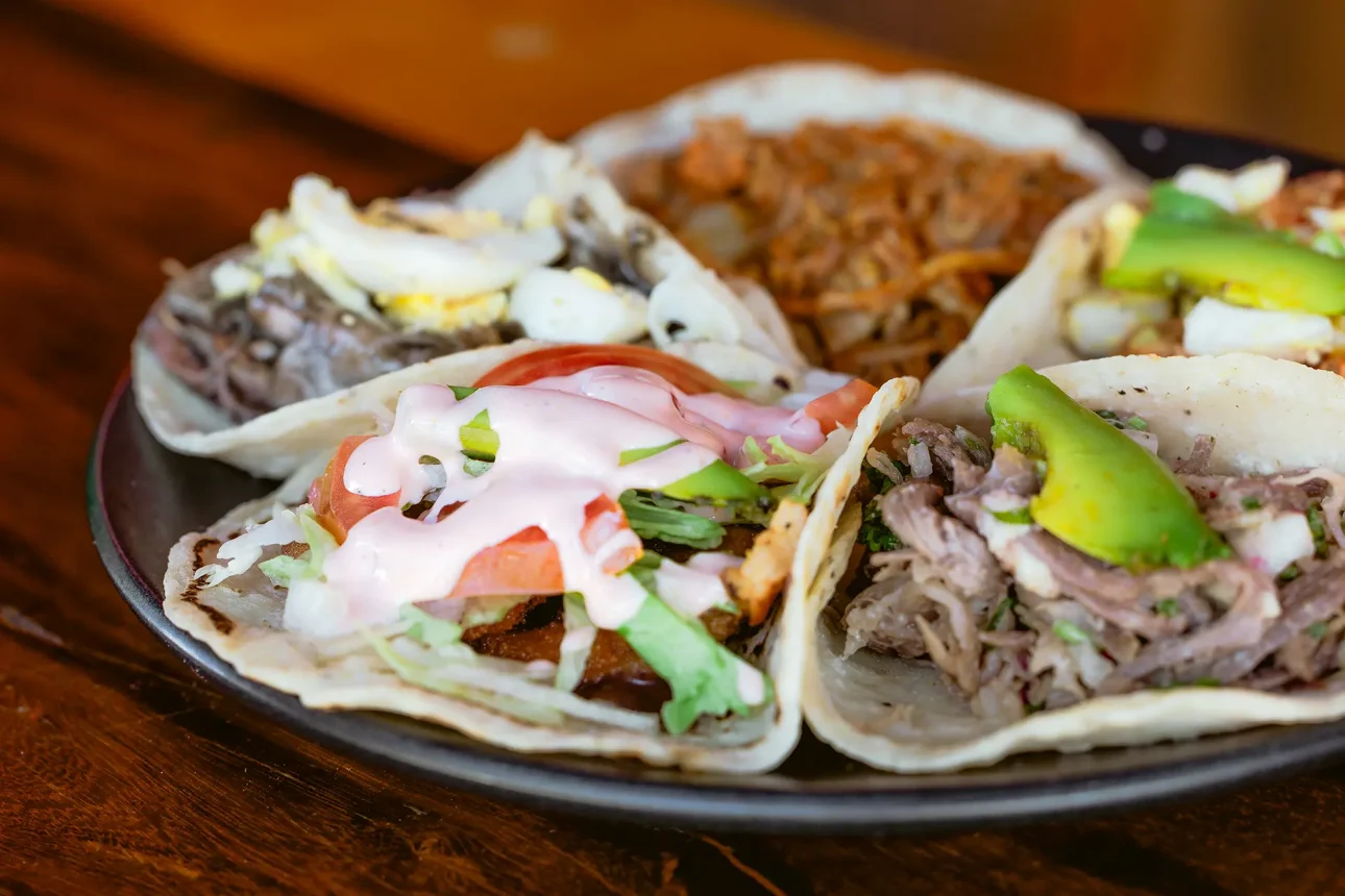 Assorted tacos at a Tulum restaurant.