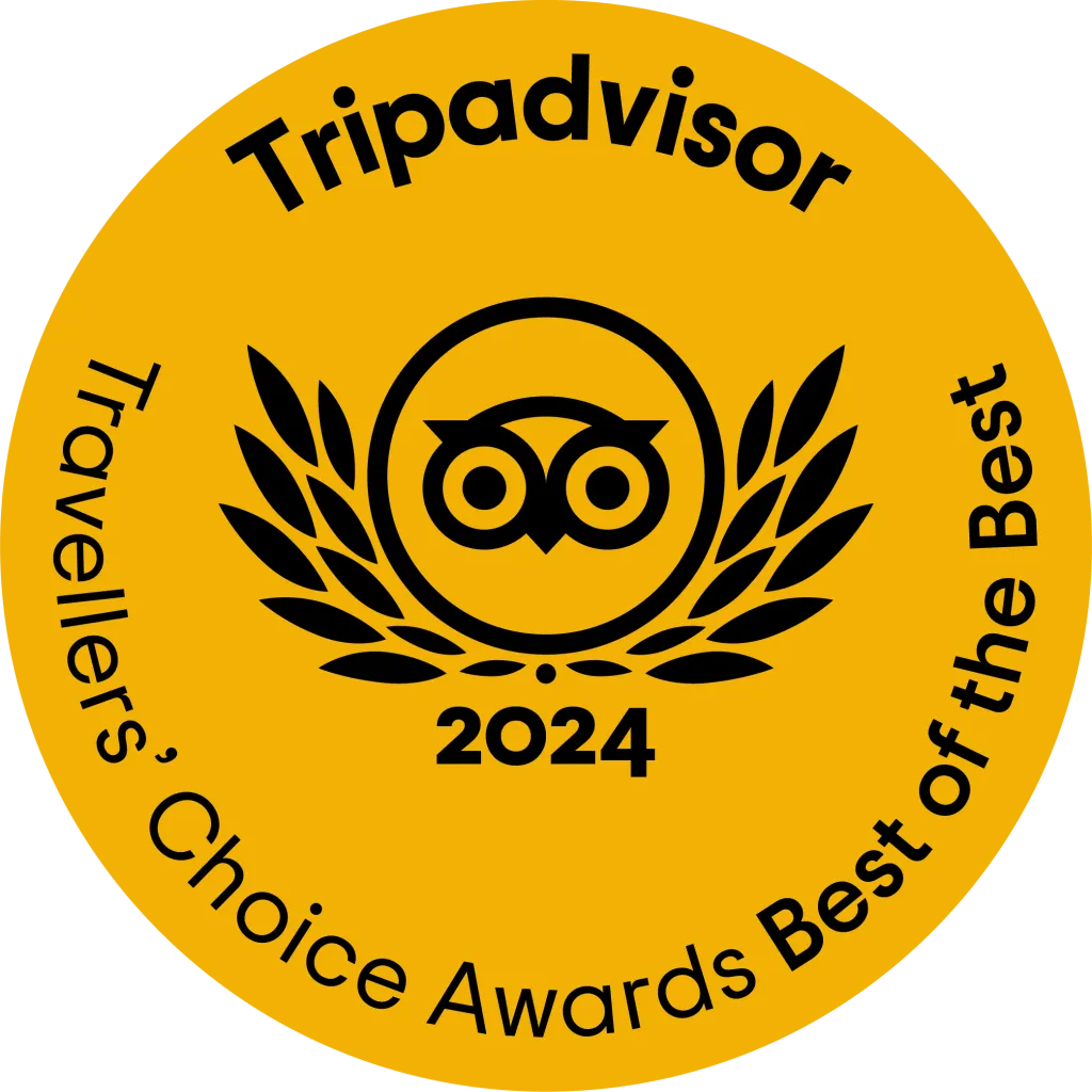 Logo of the Travelers' Choice Awards with the year 2024 prominently displayed, symbolizing excellence in travel.