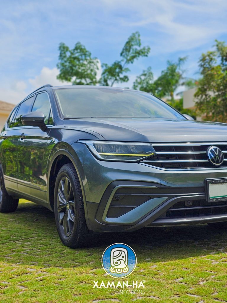 Private Volkswagen Tiguan transfer parked in the grass.