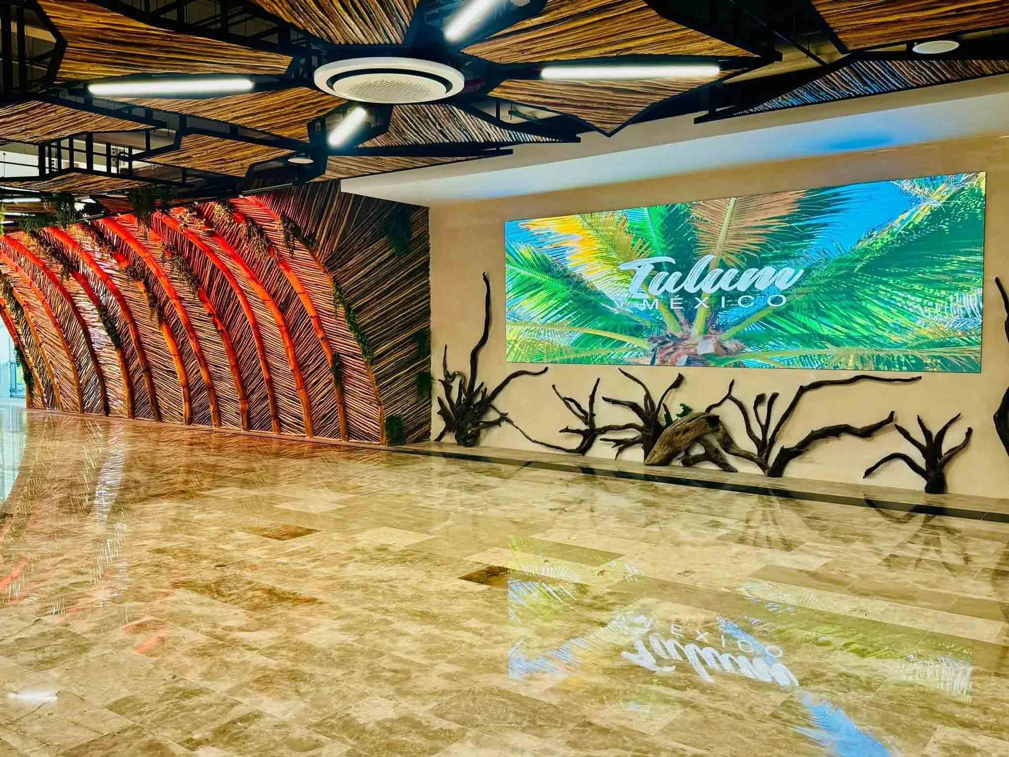 Main hall of the Tulum International Airport, featuring spacious, modern design.
