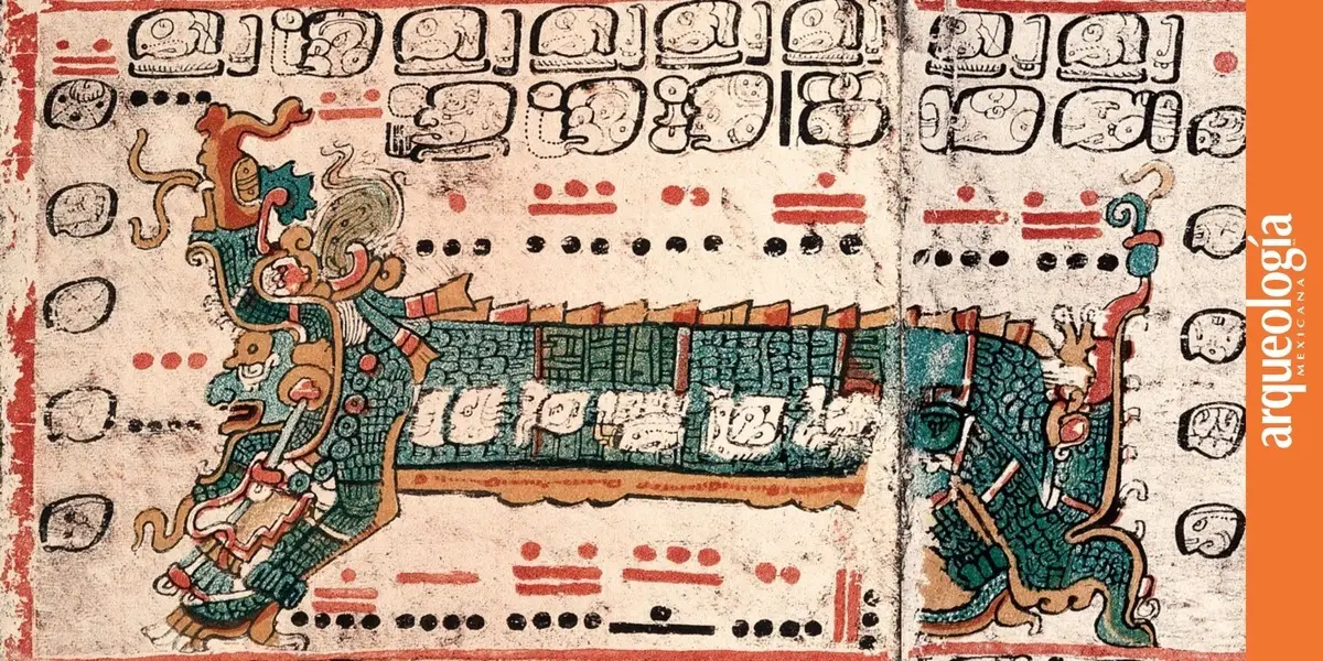 Ancient Mayan codex illustration featuring intricate depictions of Itzamna, a prominent Mayan god.