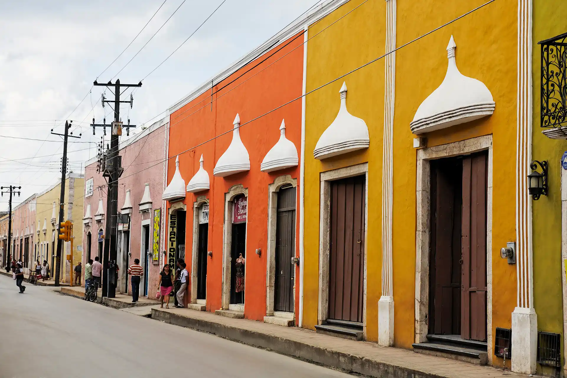 Colorful colonial facades on Calzada de los Frailes, one of the top things to see in Valladolid.