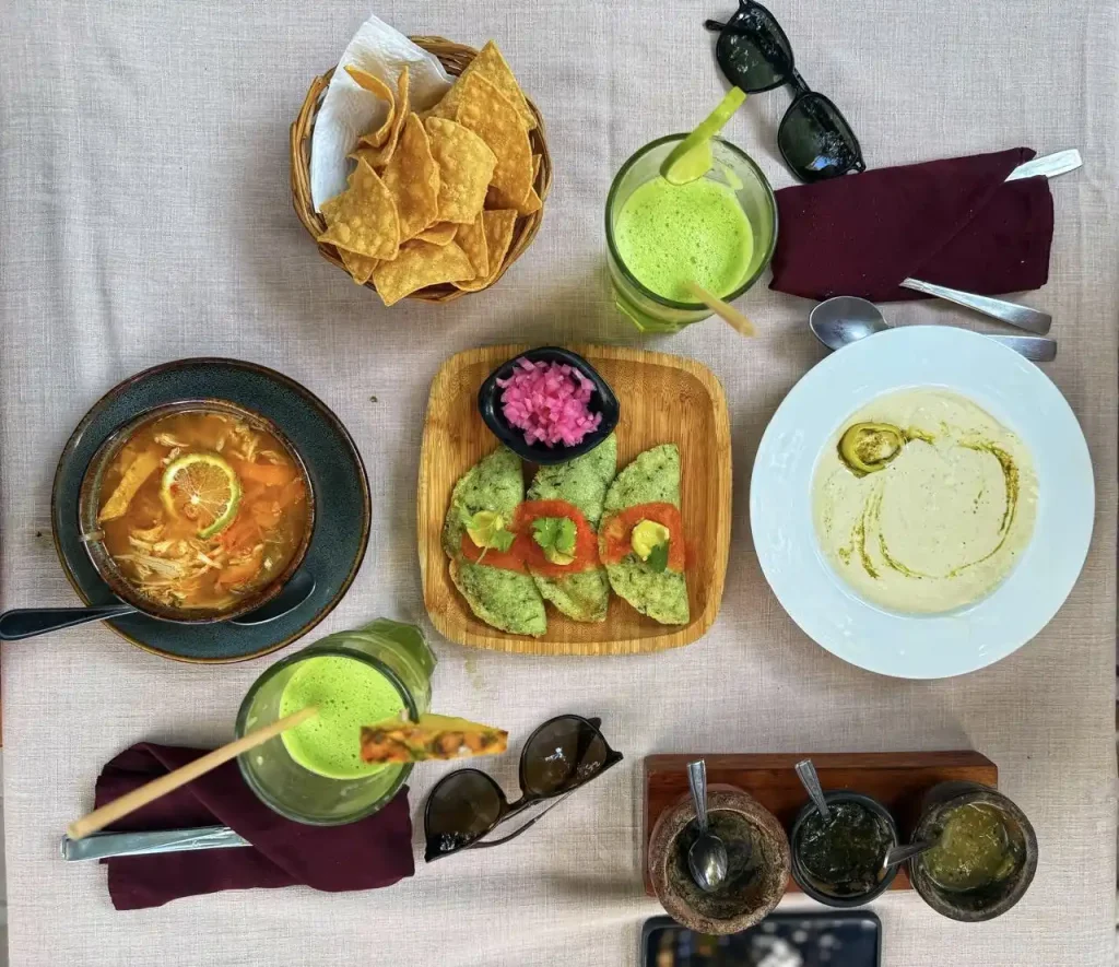 Traditional Yucatecan dishes served in Valladolid restaurant.