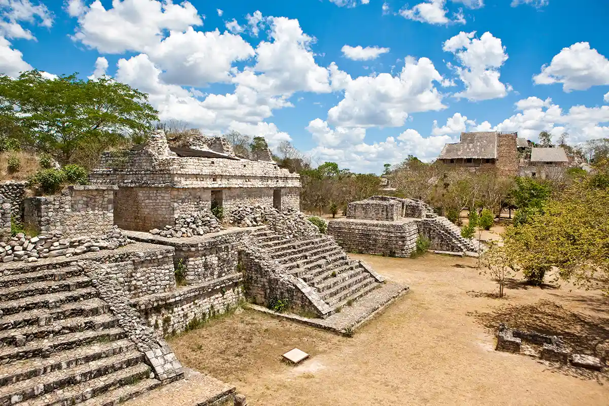 Ancient Mayan ruins at Ek Balam archaeological site in Yucatán.