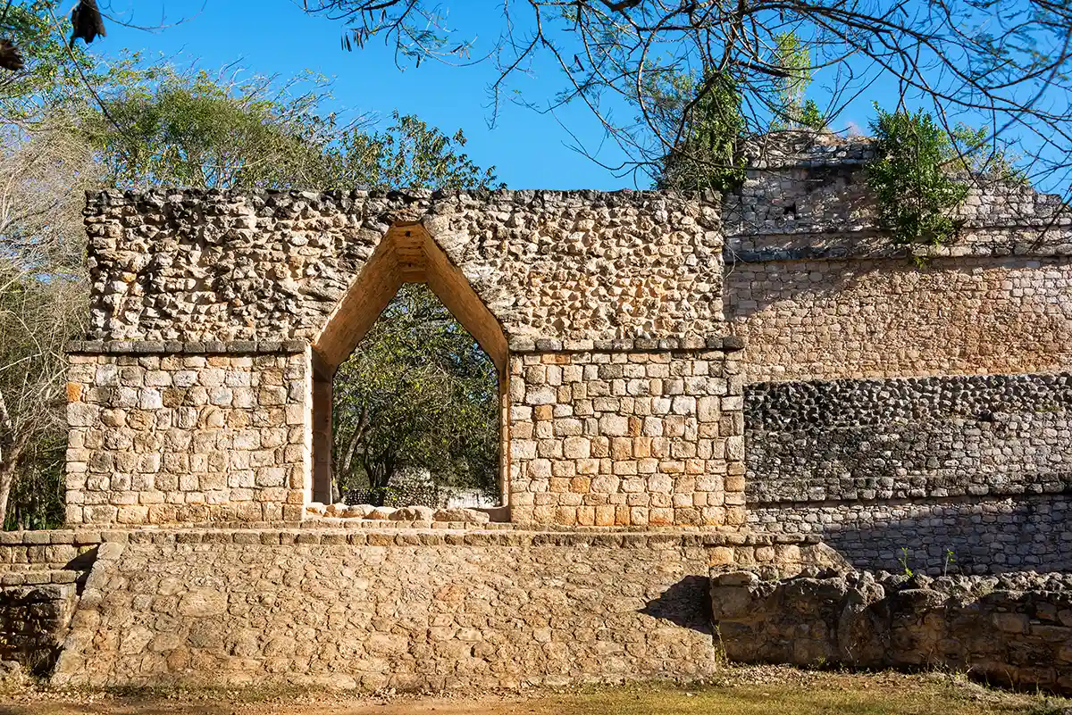 Stone entrance arch at the Ek Balam archaeological site in Yucatán, Mexico.