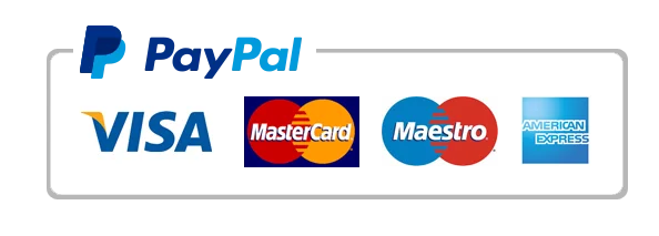 Accepted payment methods: PayPal, Visa, Mastercard, Maestro, and American Express